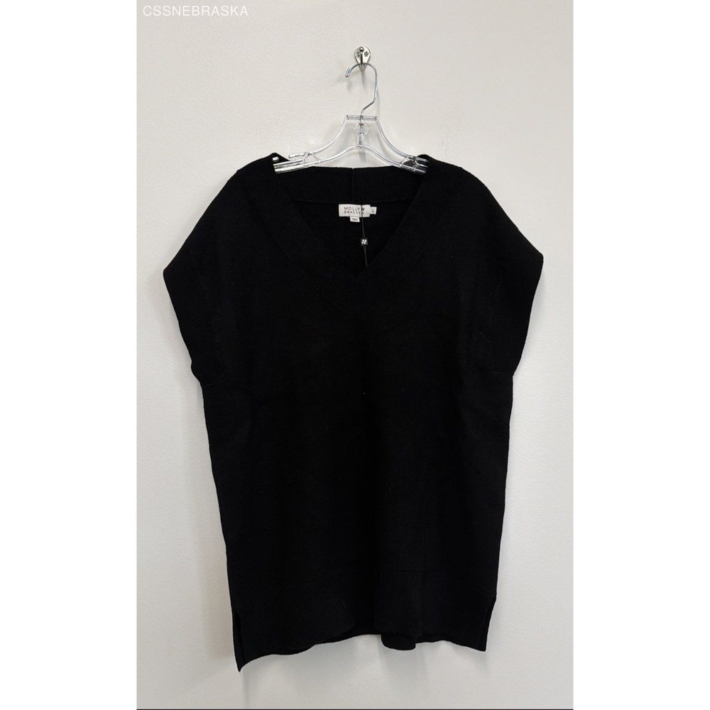 Molly Bracken Black Women's V-neck sweater‎ vest - Size Large